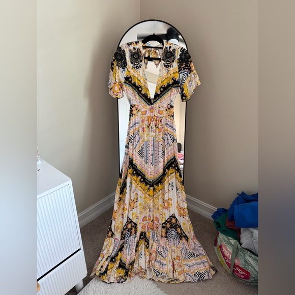 Free People Dresses & Skirts - Free People Vibrant Yellow and Black Maxi Dress